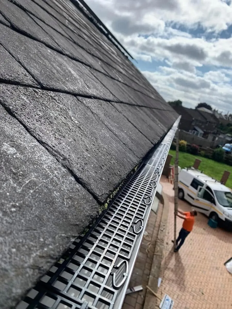 Gutter guard fitted on a slate roof in Sidmouth