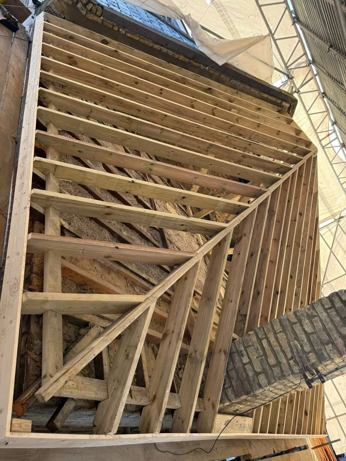 New roof timbers and rafters during a re-roof in Sidmouth